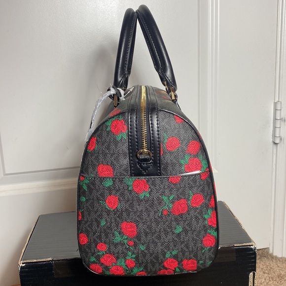 Micheal Kors Hayes large duffle black and red Roses - Picture 3 of 12